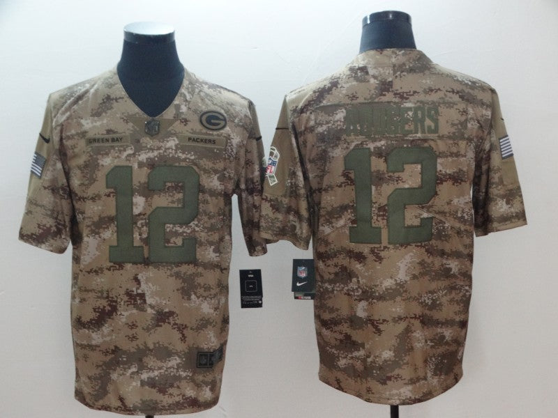Men's Green Bay Packers Aaron Rodgers #12 Gray Camouflage Jersey